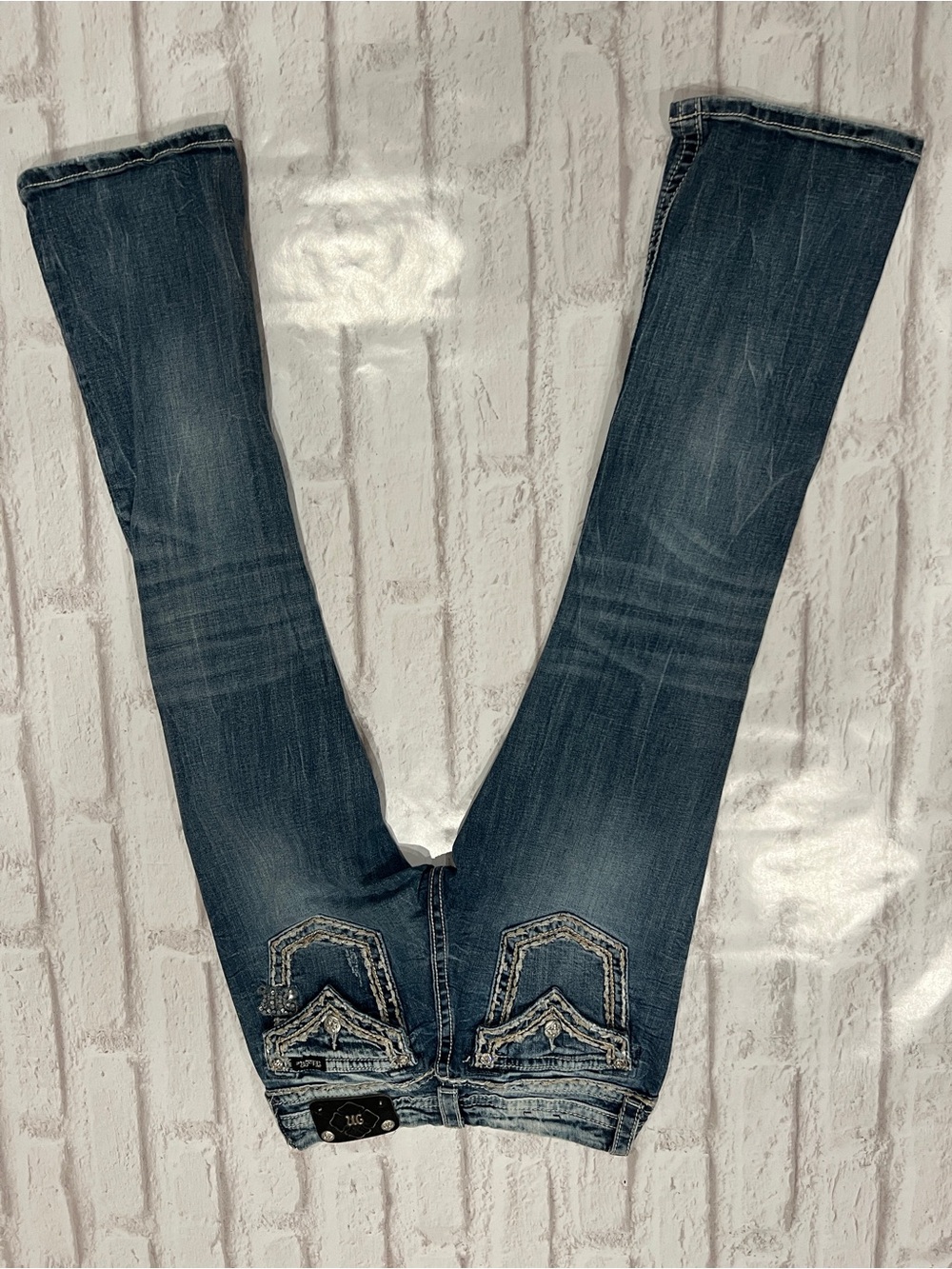 Miss Me Dark Blue Bootcut Jeans with Embroidered Back Pockets